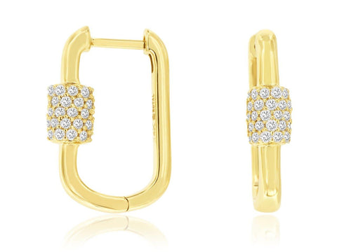 14K Yellow Gold Diamond Hoop Earrings