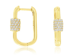 14K Yellow Gold Diamond Hoop Earrings