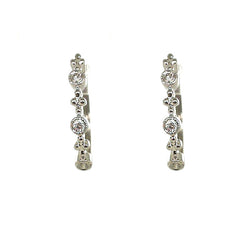 14K White Gold Diamond Hoop Earrings
