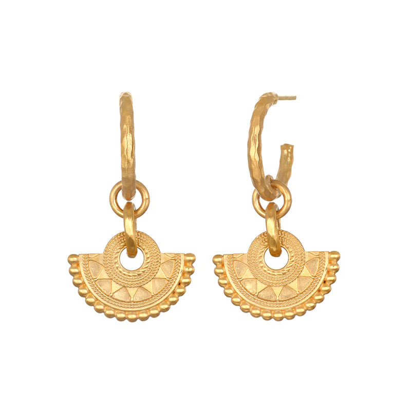 18K Yellow Gold Plated Brass Hoop Drop Earrings