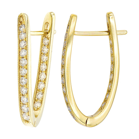 18K Yellow Gold Diamond Hoop Earrings