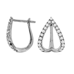 14K White Gold Diamond Hoop Earrings