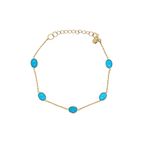 18K Yellow Gold Turquoise Bracelet