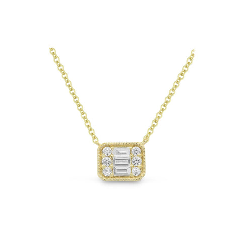 14K Yellow Gold Diamond Cluster Necklace