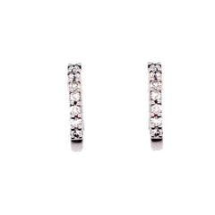 14K White Gold DIamond Hoop Earrings