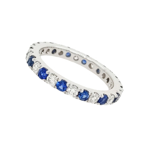 14K White Gold Diamond and Sapphire Eternity Band