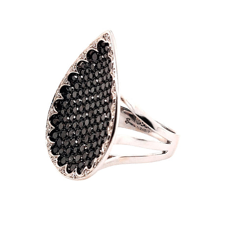 14K White Gold Black Diamond Fashion Ring