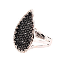14K White Gold Black Diamond Fashion Ring