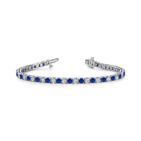 14K White Gold Diamond and Sapphire Bracelet
