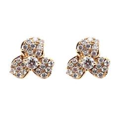 14K Yellow Gold Diamond Flower Earrings