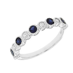 14K White Gold Sapphire and Diamond Ring