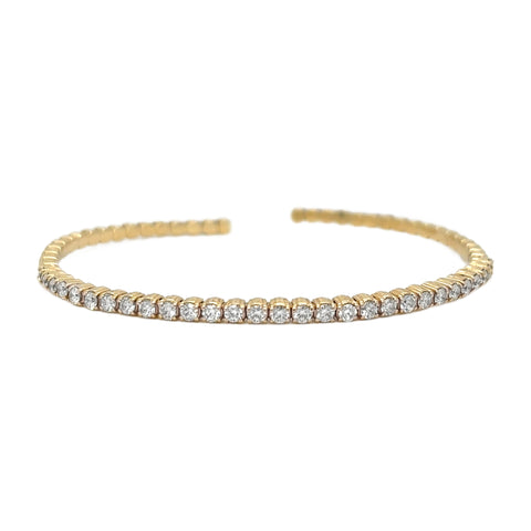 14K Yellow Gold Diamond Flexible Cuff Bracelet