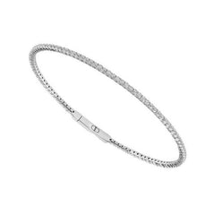 14K White Gold Diamond Flexible Bangle Bracelet