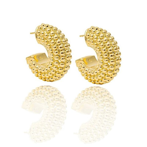 18K Gold Filled Textured Hoop Earrings