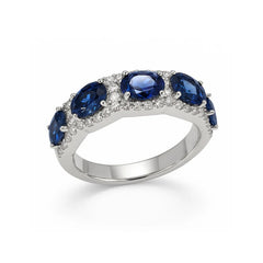 18K White Gold Sapphire and Diamond Band