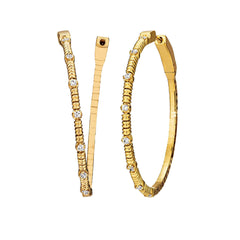 14K Yellow Gold Flexible Diamond Hoops