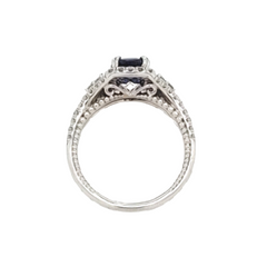 14K White Gold Sapphire and Diamond Ring