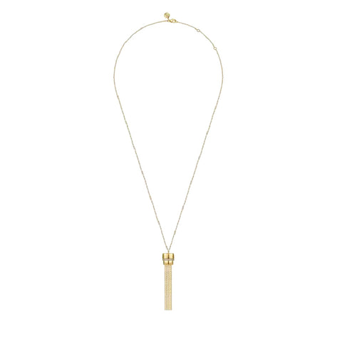 14K Yellow Gold Diamond Tassle Necklace