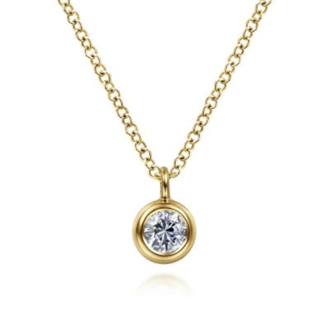 14K Yellow Gold White Sapphire Necklace