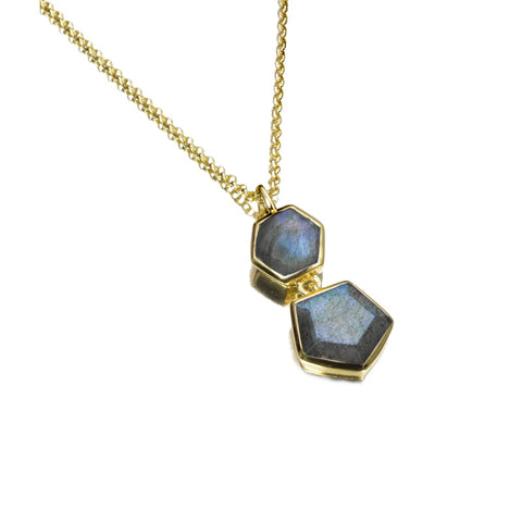 Sterling Silver Vermeil Labradorite Drop Necklace