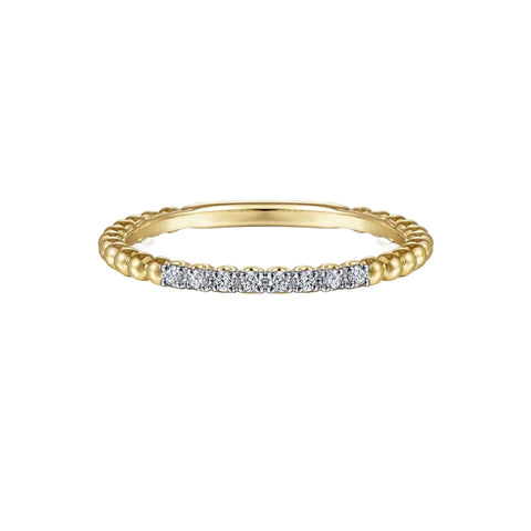 14K Yellow Gold Diamond Beaded Band