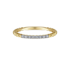 14K Yellow Gold Diamond Beaded Band
