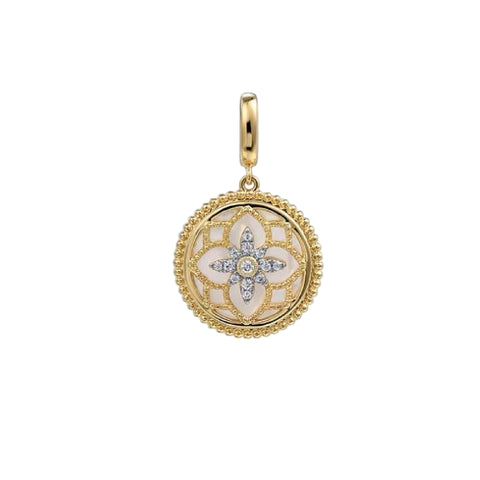 14K Yellow Gold Mother of Pearl and Diamond Pendant