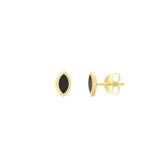 14K Yellow Gold Black Enamel Stud Earrings