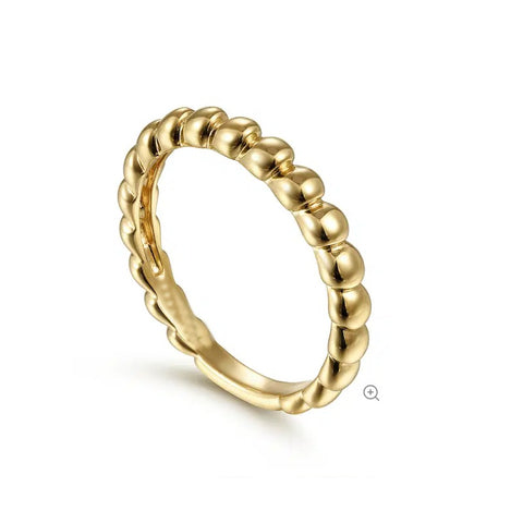 14K Yellow Gold Beaded Band
