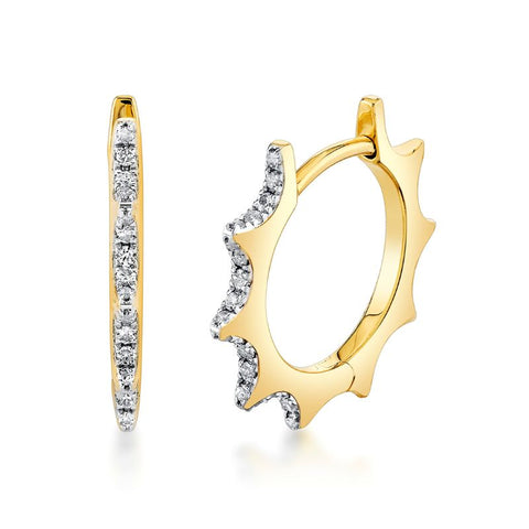 14K White and Yellow Gold Diamond Hinged Hoop Earrings