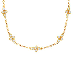 14K Yellow Gold Diamond Station Necklace