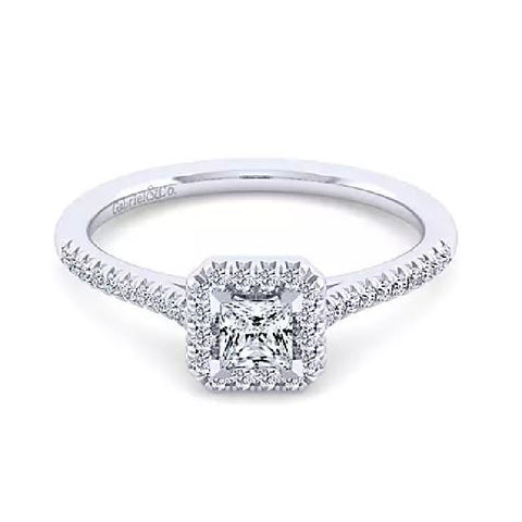 14K White Gold Princess Cut Diamond Engagement Ring