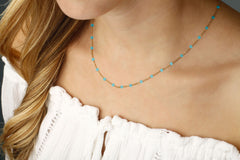 14K Yellow Gold Turquoise Bead Necklace