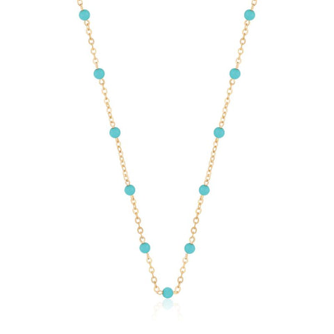 14K Yellow Gold Turquoise Bead Necklace