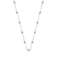 14K Yellow Gold Turquoise Bead Necklace