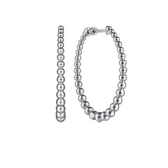 Sterling Silver Beaded Hoop Earrings