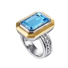 Sterling Silver and 14K Yellow Gold Blue Topaz Ring