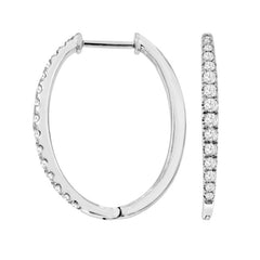 14K White Gold Diamond Hinged Hoop Earrings