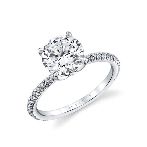 14K White Gold Diamond Engagement Ring Mounting Only