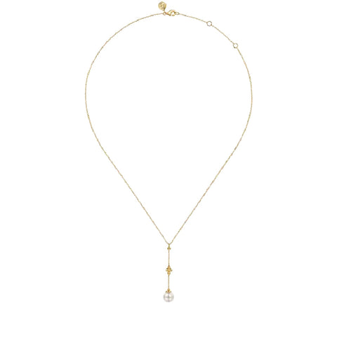 14K Yellow Gold Pearl Drop Necklace