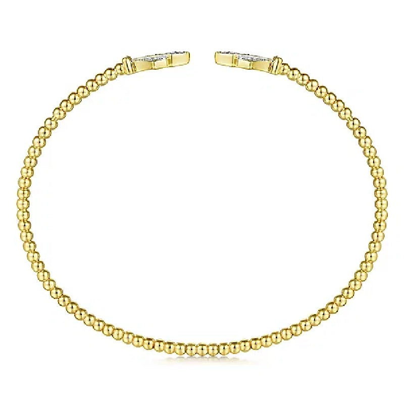 14K Yellow Gold Diamond Open Cuff Bracelet
