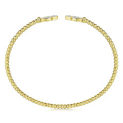 14K Yellow Gold Diamond Open Cuff Bracelet