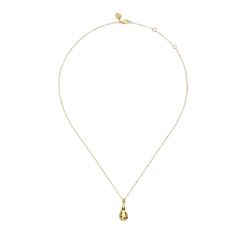 14K Yellow Gold Faceted Pendant Necklace