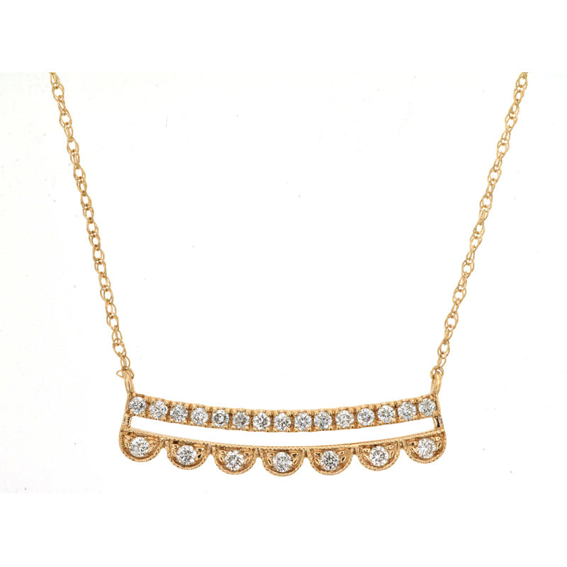 14K Yellow Gold Diamond Bar Necklace