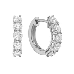 18K White Gold Diamond Huggie Hoop Earrings