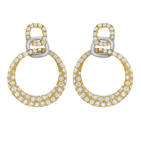 14K Yellow and White Gold Diamond Drop Earrings