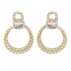 14K Yellow and White Gold Diamond Drop Earrings