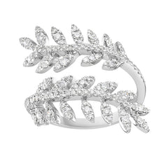14K White Gold Diamond Leaf Ring