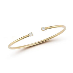 14K Yellow Gold Diamond Open Cuff Bracelet