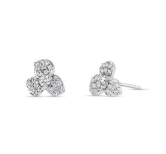 14K White Gold Diamond Cluster Earrings